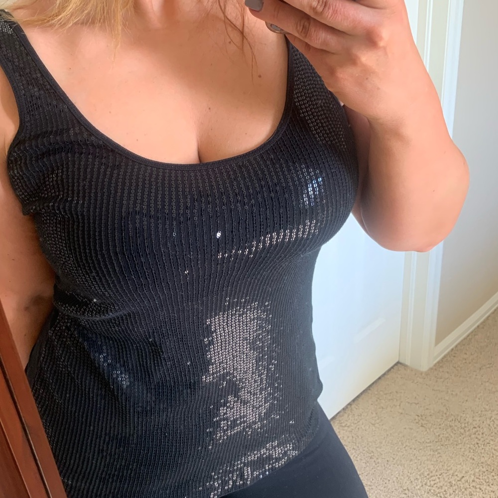 Express sexy basic black sequin tank - Picture 2 of 4